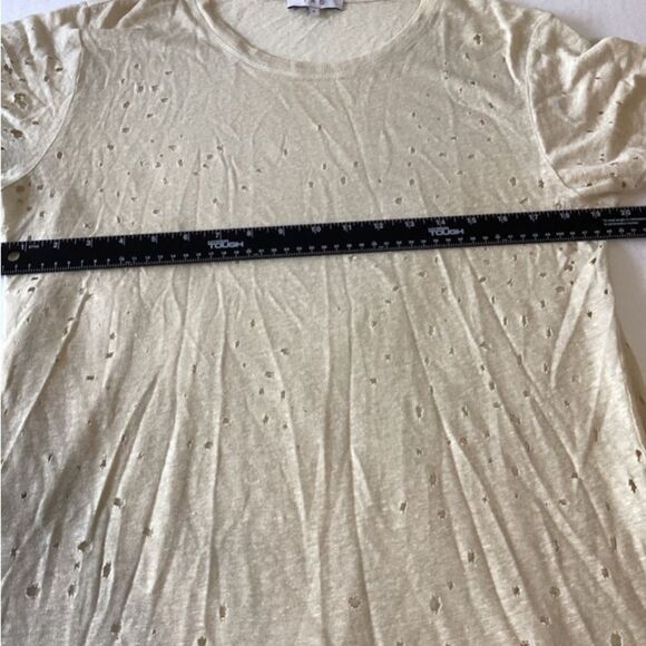IRO Top Women’s Size Small Color Cream Ripped Design Short Sleeve 100% Linen - Picture 7 of 8